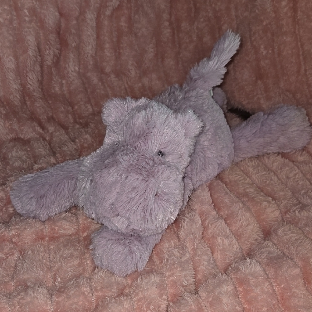 Original Jellycat Plush Lavendar Smudge Hippo W/ Blue Bag